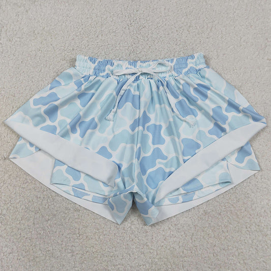 Adult Women Shorts Southern Light Blue Camo Yoga Active Shorts Bottoms SS0769