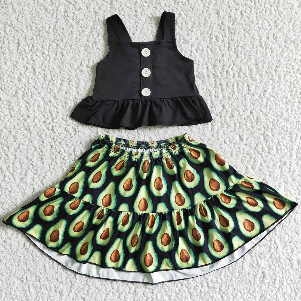 New Design Baby Girls Clothes Summer Kids Clothes Girls Sleeveless Top+Skirt Outfits GSD0081