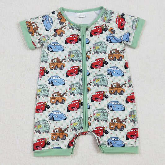 Baby Infant Boys Rompers Car Green Checkered Zip Rompers SR2373 3.1