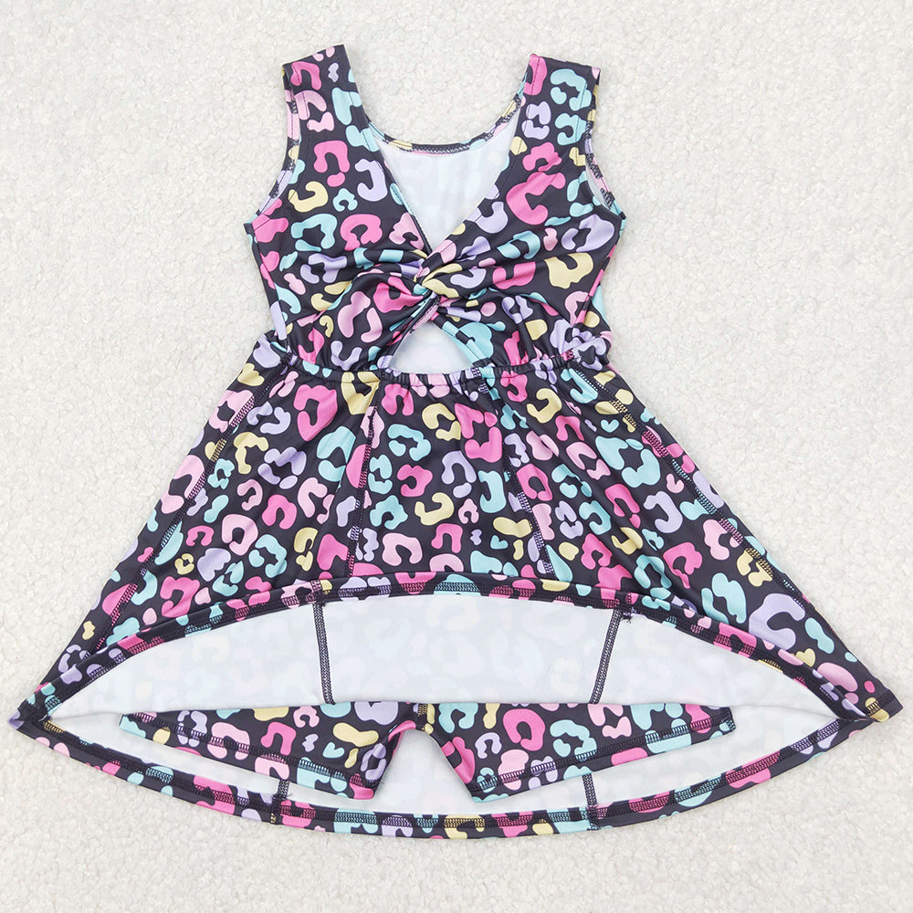 Baby Girls Athletic Dress Purple Leopard Active Wear Skort Knee Length Dresses GSD2175