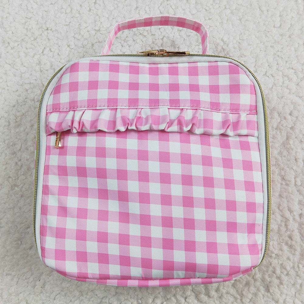 Baby Girls Pink Checkered Lunch Dinnder Picnic Thermal Bags Boxes BA0283