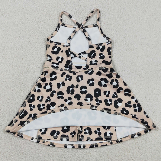Baby Girls Dress Strap Leopard Shorts Yoga Active Knee Length Dresses GSD2650