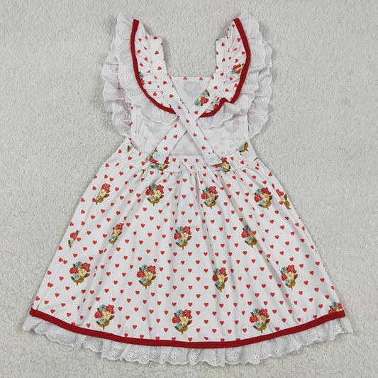 Baby Girls Dress Hearts Dogs Flowers Valentines Pockets Knee length Dresses GSD2963 12.23