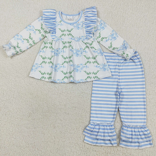 Baby Girls Clothes Pumpkins Bows Tunic Top Stripes Pants Fall Clothes Sets GLP1548 8.16