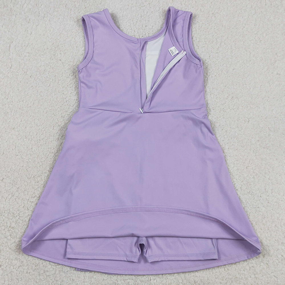 Baby Girls Clothes Lavender Sleeveless Yoga Active Short Knee Length Dresses GSD3881