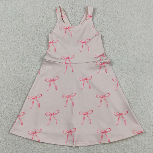 Baby Girls Dress Strap Back Bows Yoga Active Shorts Knee Length Dresses GSD3421