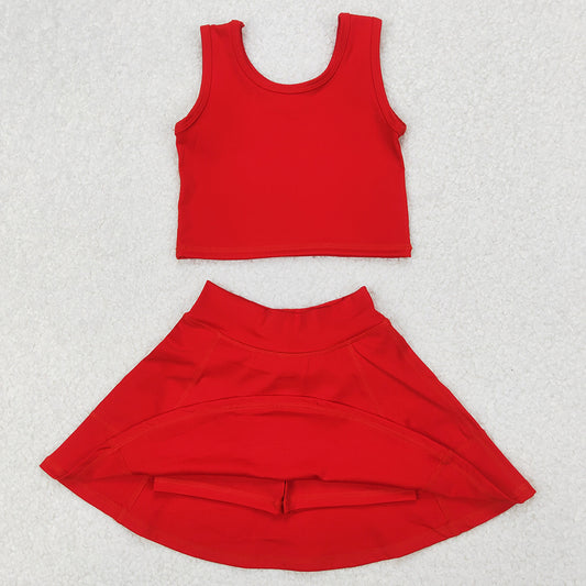 Baby Girls Clothes Red Vest Top Yoga Tennis Sports Skorts Clothes Sets GSD1979