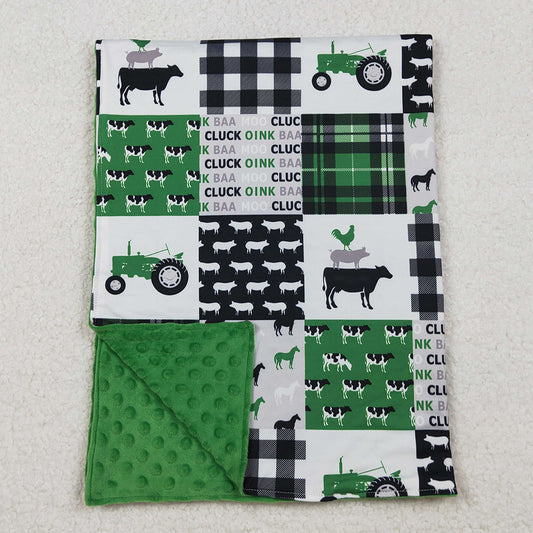 Baby Kids Blankets Green Chicks Bows Farm Western blankets BL0056 10.3