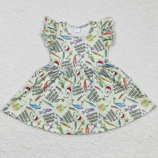 Boutique Girls Dress Short Sleeve Fishing Cute Toddler Baby Girl Dresses GSD0155 BSPO0038