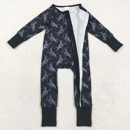 Baby Boys Rompers Halloween Black Horse Rodeos Western Zipper Pant Rompers LR2466 8.16