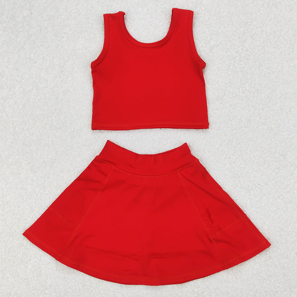 Baby Girls Clothes Red Vest Top Yoga Tennis Sports Skorts Clothes Sets GSD1979