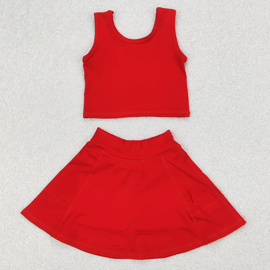 Baby Girls Clothes Red Vest Top Yoga Tennis Sports Skorts Clothes Sets GSD1979