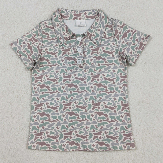 Baby Boys Clothes Short Sleeves Ducks Camo Hunting Button Polo Shirts Top BT1354 12.5