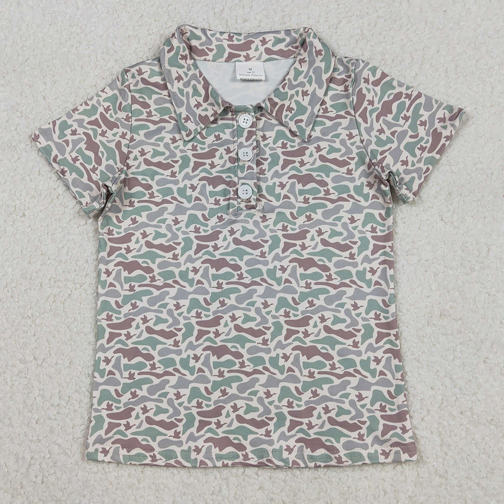 Baby Boys Clothes Short Sleeves Ducks Camo Hunting Button Polo Shirts Top BT1354 12.5