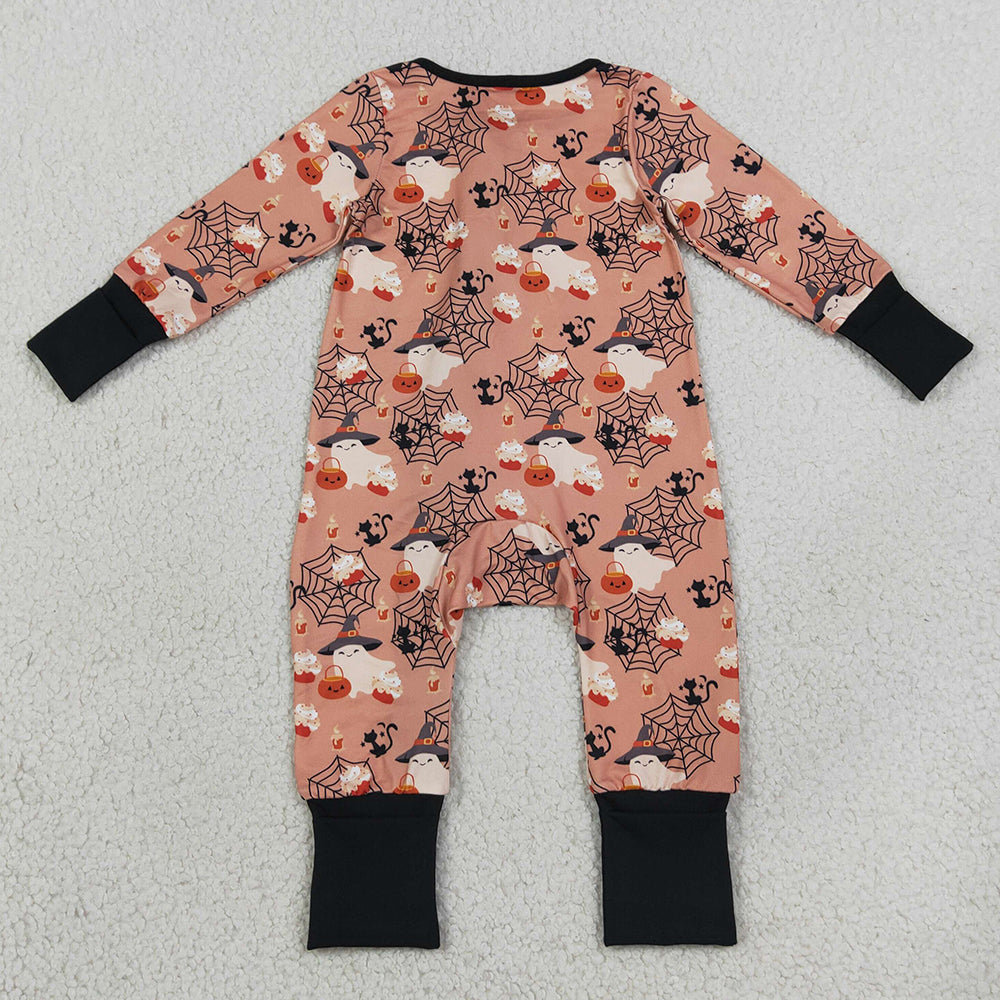 Baby Boys Rompers Ghost Pumpkins Halloween Two Way Zip Convertible Rompers LR3250