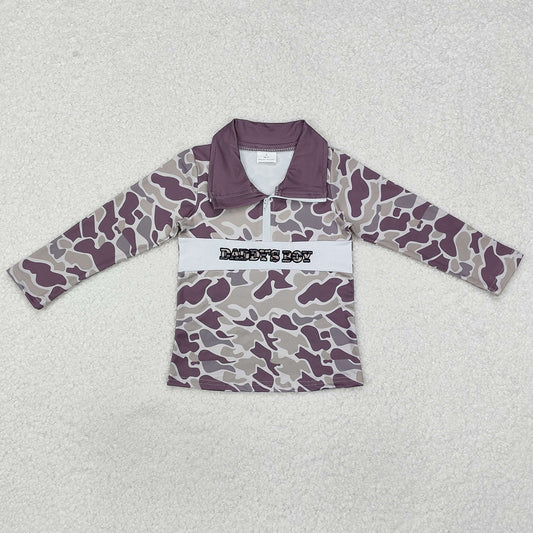 Baby Boys Clothes Tops Daddy's Boy Green Camo Zip Tee Shirts Tops BT1001