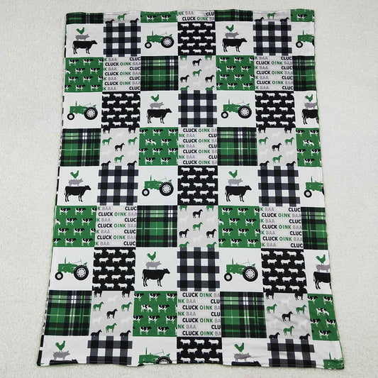 Baby Kids Blankets Green Chicks Bows Farm Western blankets BL0056 10.3