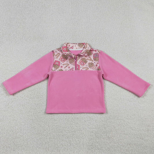 Baby Girls Clothes Pink Long Sleeve Hearts Chip Valentines Zipper Sweater Top GT1504 12.20