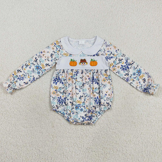 Halloween Baby Girls Rompers Floral Ruffle Embroidery Pumpkins Scarecrow Bubbles LR2246 8.16