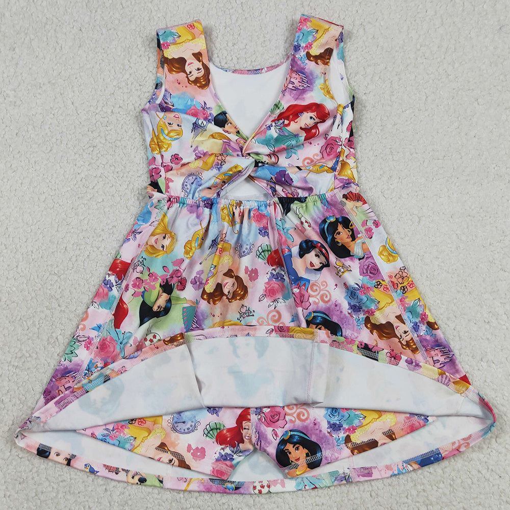 Baby Girls Clothes Princess Flowers Yoga Active Wear Skort Knee Length Dresses GSD2136