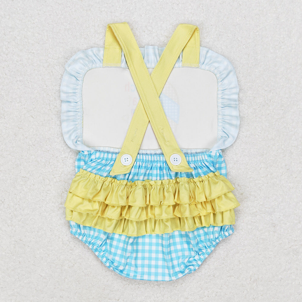 Baby Infant Girls Rompers Beach Blue Checkered Rompers SR0956