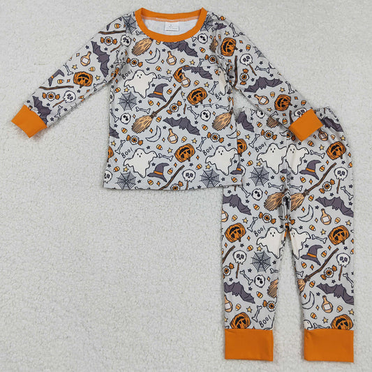 Baby Boys Pajamas Ghost Pumpkins Bats Top Pant Halloween Pajamas Set BLP1147 8.16