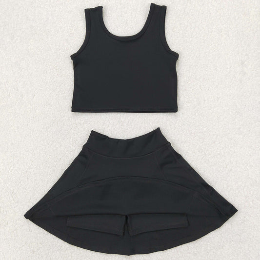 Baby Girls Clothes Black Vest Top Yoga Sports Skorts Clothes Sets GSD1982