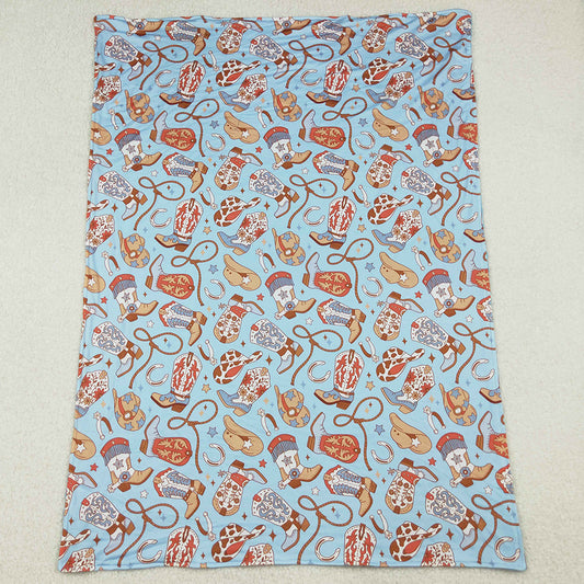 Baby Kids Blankets Blue Boots Hats Western Blankets BL0214 10.3