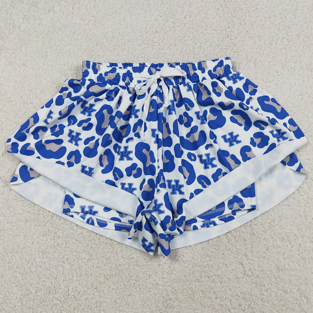 Adult Women Shorts Blue Leopard UK Team Yoga Active Butterfly Shorts Bottoms SS0802
