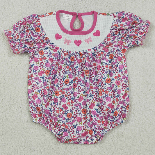 Baby Girls Rompers Smocked Hearts Bows Flowers Valentines Ruffle Rompers SR3465 12.20