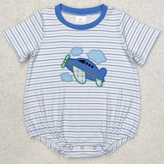 Embroidery Baby Infant Boys Rompers Plane Stripes Short Sleeve Rompers SR2244 3.8
