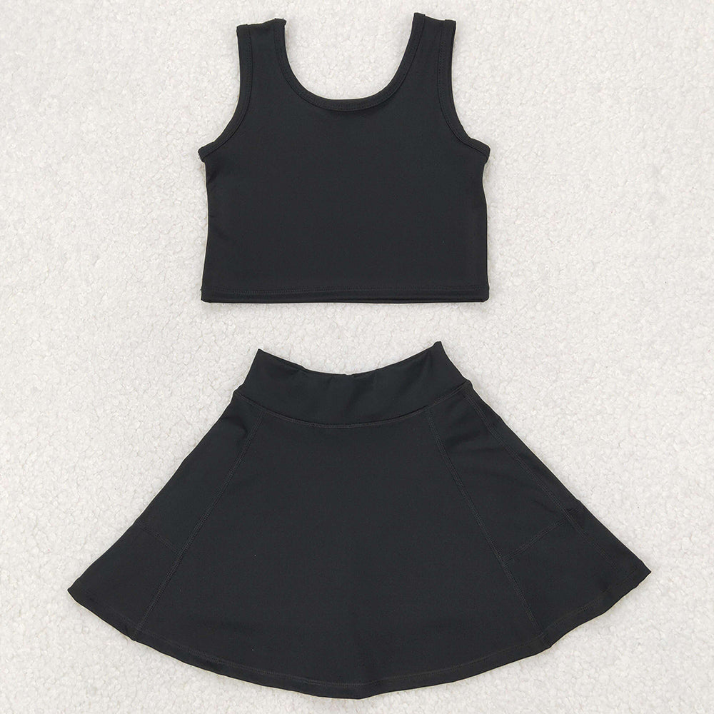 Baby Girls Clothes Black Vest Top Yoga Sports Skorts Clothes Sets GSD1982