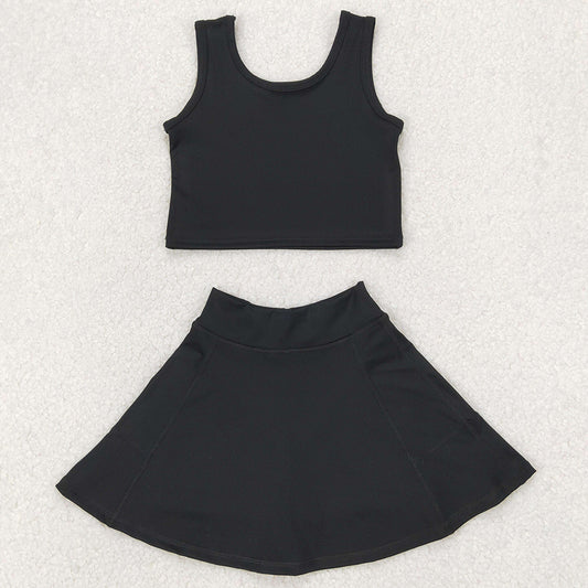 Baby Girls Clothes Black Vest Top Yoga Sports Skorts Clothes Sets GSD1982