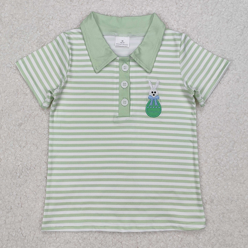 Embroidery Baby Boys Shirts Easter Rabbit Egg Short Sleeve Tee Shirts Tops BT1046 3.10