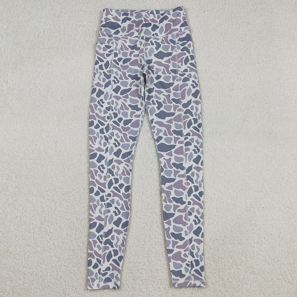 Adult Women Light Grey Camo Yoga Active Legging Pants Bottom P0898 11.21