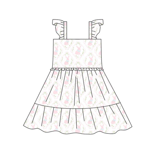 Preorder(moq 5) Baby Girls Flowers Rabbits Plaid Easter Patchwork Knee Length Dresses 10.17