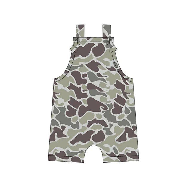 Preorder moq 5 Baby Boys Straps Light Grey Camouflage Rompers 5.12