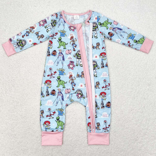 Baby Infant Girls Rompers Pink Zip Bamboo Rompers LR0987