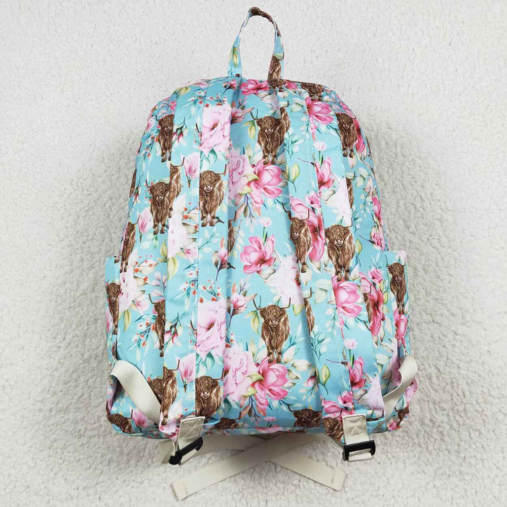 Baby Kids Children Backpacks Highland Cows Flowers Back Bags BA0081