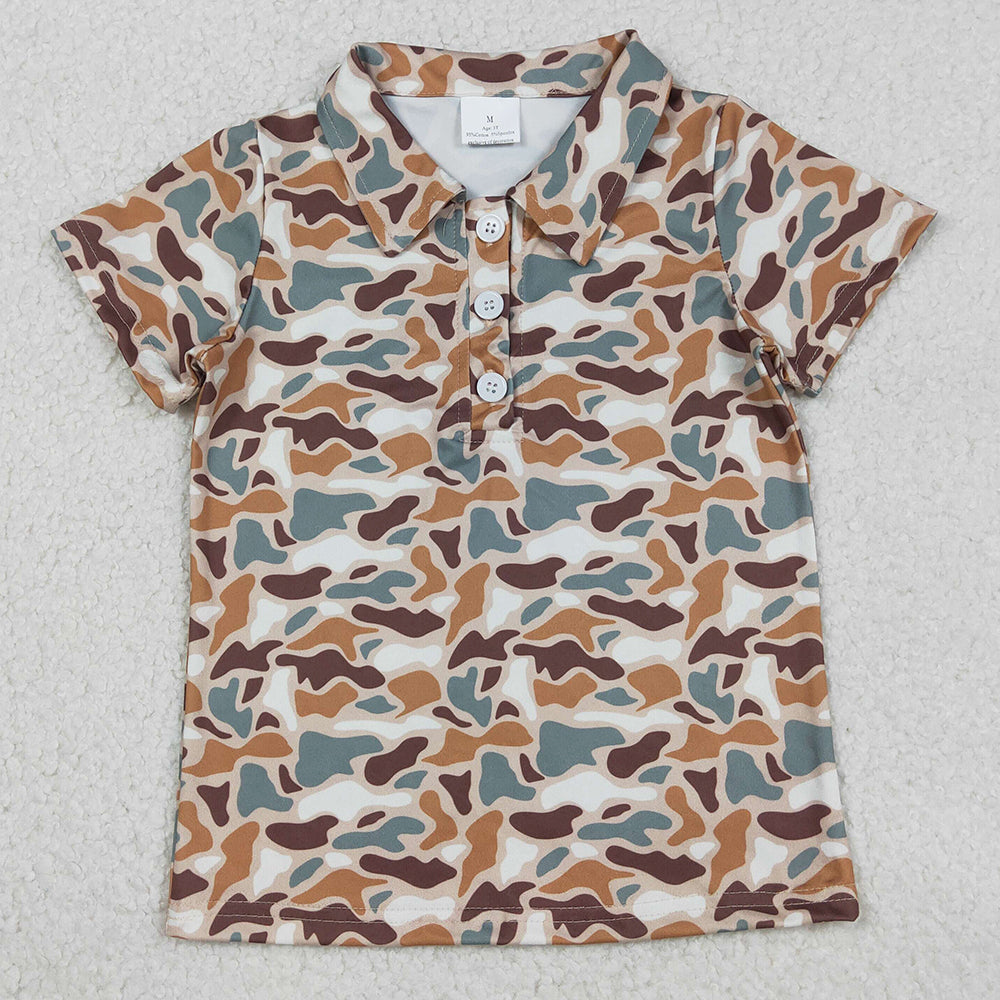Baby Boys Clothes Southern Green Brown Camo Button Polo Shirts Top BT1355 12.23