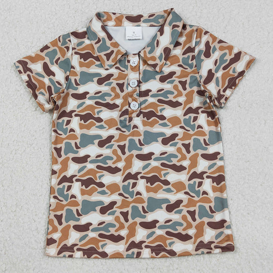 Baby Boys Clothes Southern Green Brown Camo Button Polo Shirts Top BT1355 12.23
