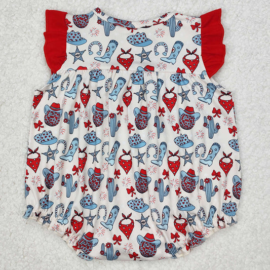 Baby Infant Girls Rompers 4th Of July Western Hats Cactus Rompers SR2680