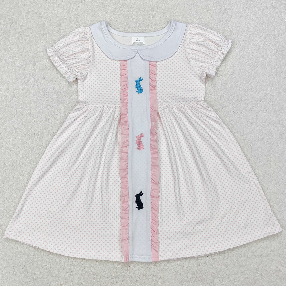 Baby Girls Dress Easter Rabbits Polka Dots Knee Length Dresses GSD1771 3.11