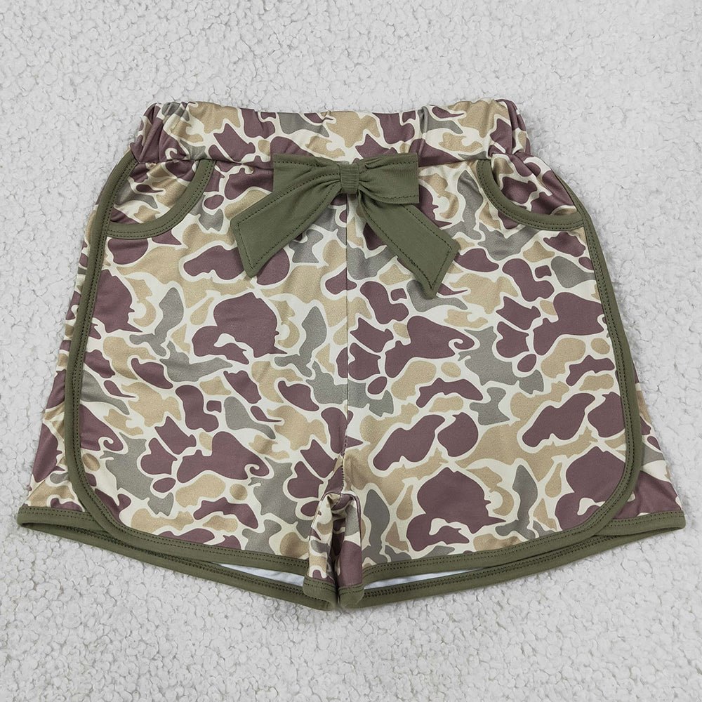 Baby Girls Shorts Khaki Camo Pockets Bow Shorts Bottoms SS0690