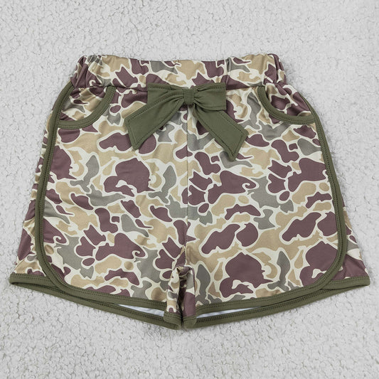 Baby Girls Shorts Khaki Camo Pockets Bow Shorts Bottoms SS0690