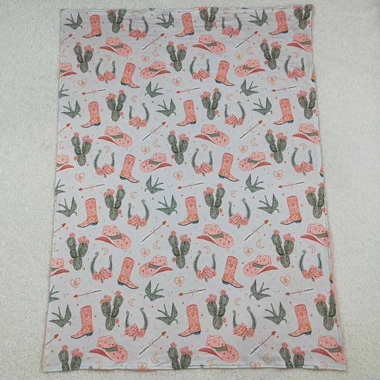 Baby Kids Children Blankets Western Boots Cactus Minky Blankets BL0177 10.14