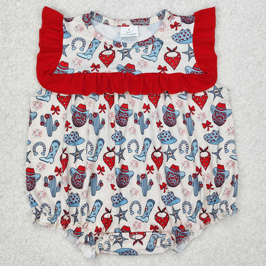 Baby Infant Girls Rompers 4th Of July Western Hats Cactus Rompers SR2680
