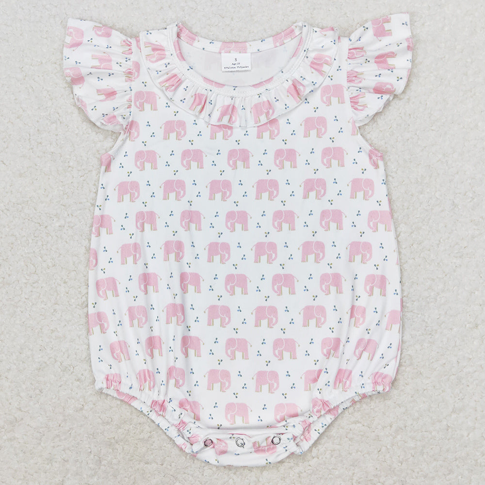 Baby Infant Girls Romper Boutique Kids Sibling Rompers Elephant Flutter Sleeve Boys Rompers SR1825