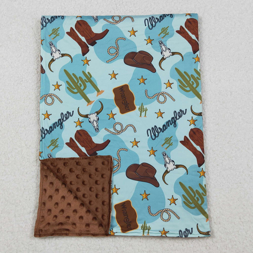 Baby Kids Children Blankets Western Boots Cactus Minky Blankets BL0175 10.14