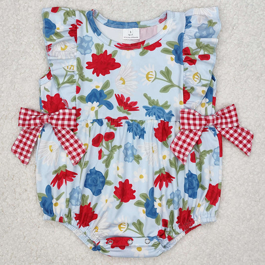 Baby Infant Girls Rompers Navy Flowers Bows Rompers SR2593 3.10